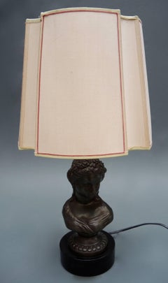 Figural Table Lamp of a Louis XVI Style Female Metal Bust