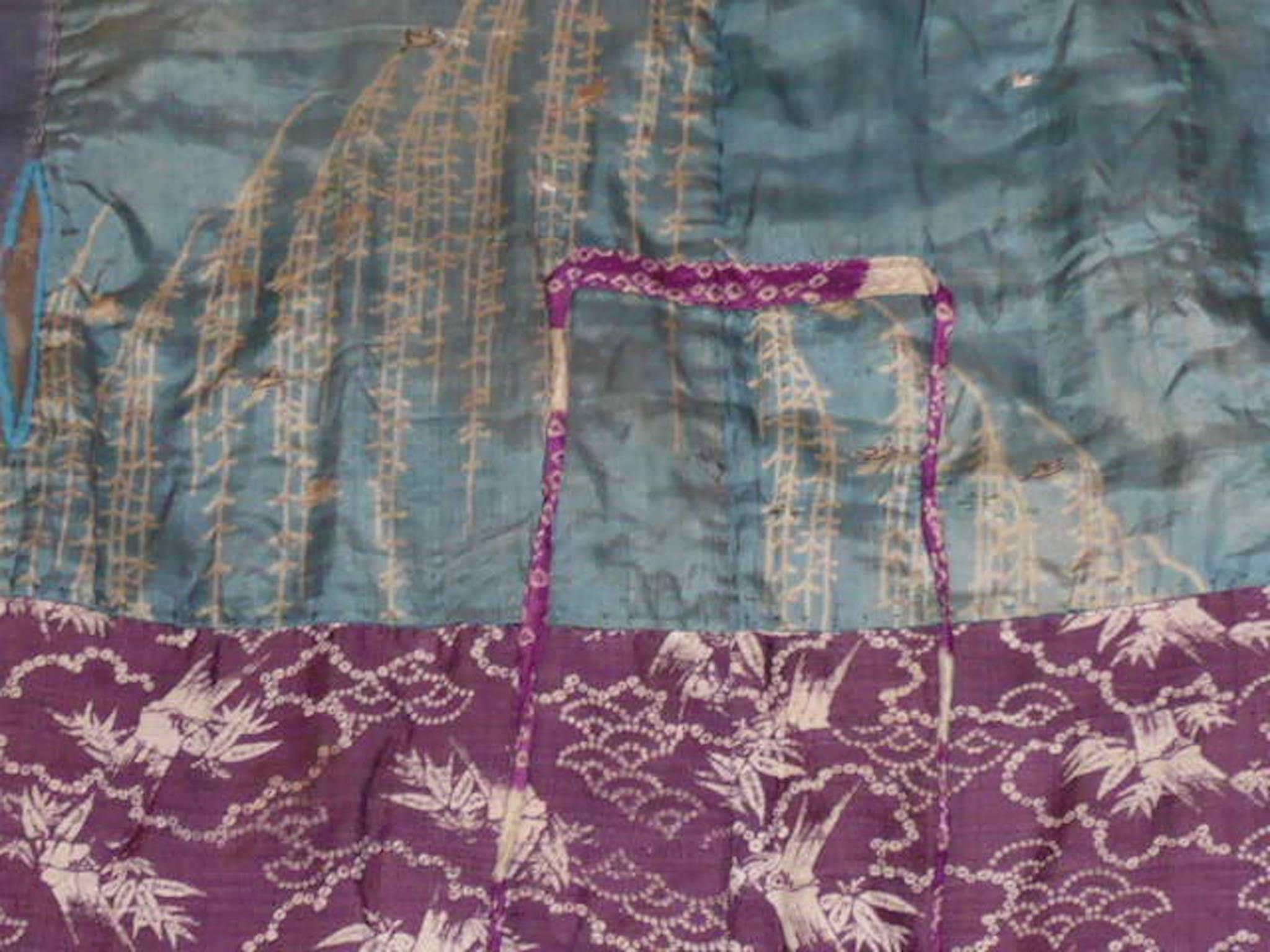 Japanese Juban Kimono Made from Patches of 18th and 19th Century Fabric For Sale 1