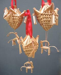 Collection of 27 Vintage Swedish Straw Christmas Tree Ornaments