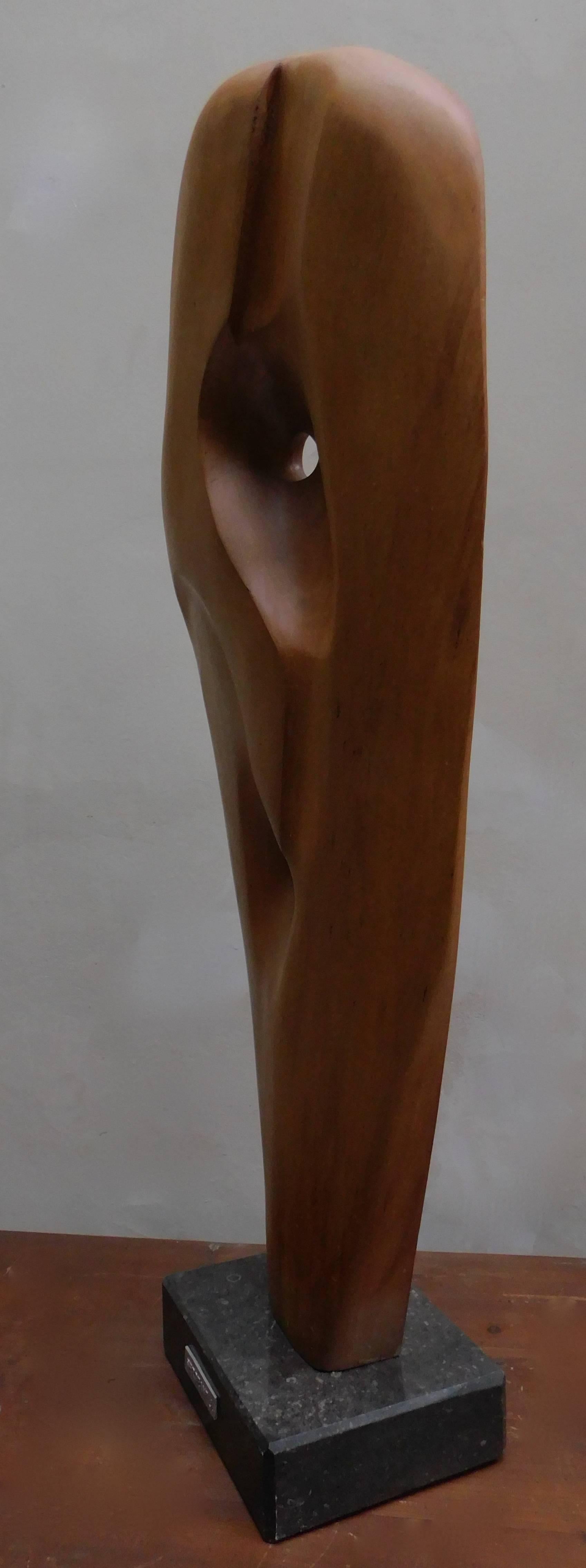 Belgian Carved Wood Mid-Century Modern Curvaceous Abstract Statue by Jan Sergeant