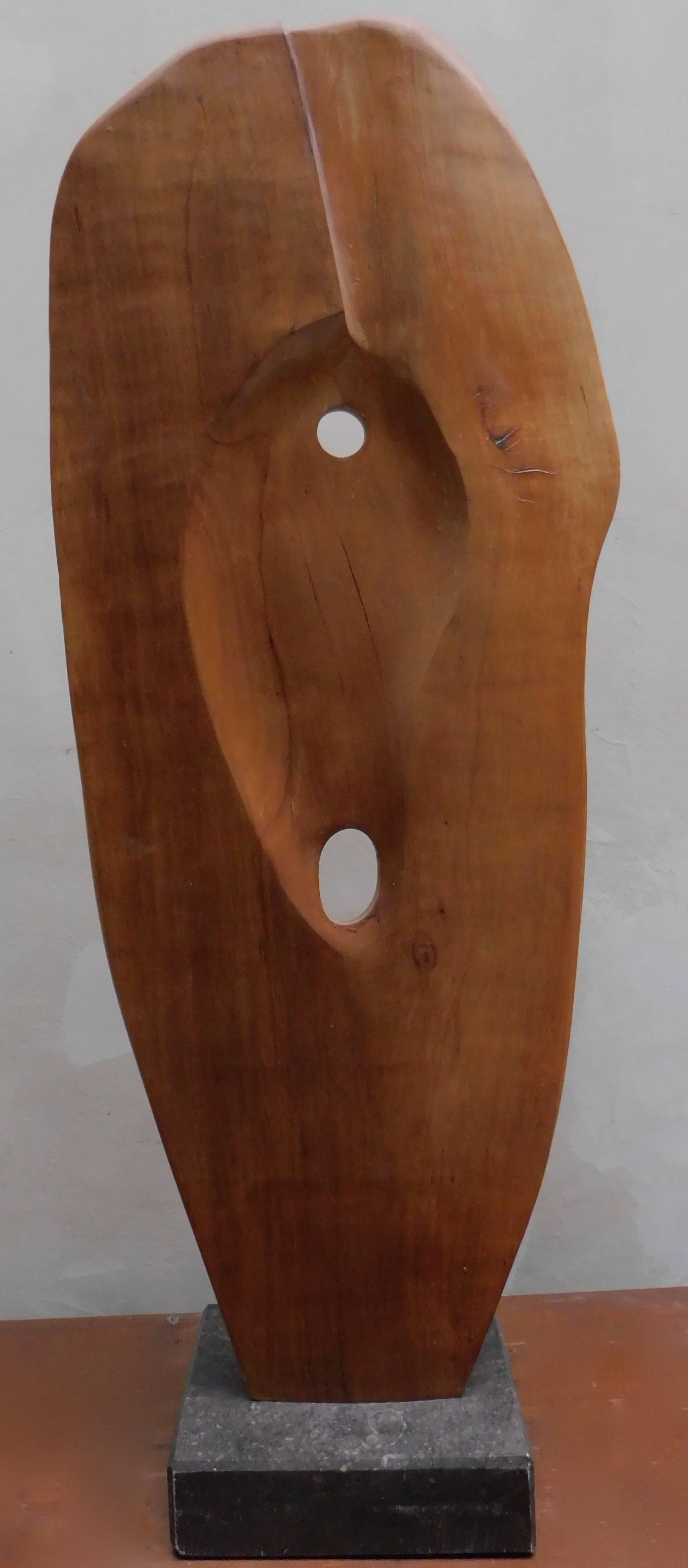 A carved abstract statue from a solid piece of wood by the Flemish sculptor Jan Sergeant.
Jan Sergeant was a self taught Flemish sculptor who was born in 1934 and died this year. Sergeants son lives near Antwerp , and I was lucky enough to be able