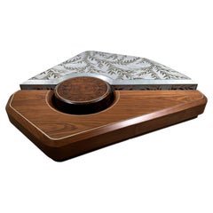 Tora Oversized Sculptural Coffee Table in Walnut, Eucalyptus & Nickel