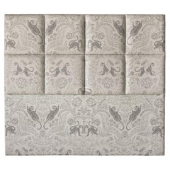 Panthera Super King Sculptural Linen Upholstered Headboard in Champagne