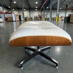 Herman Miller Eames Lounge Chair & Ottoman – White Leather & Rosewood – 1950s