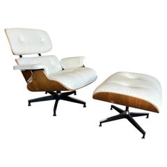Herman Miller Eames Lounge Chair & Ottoman – White Leather & Rosewood – 1950s