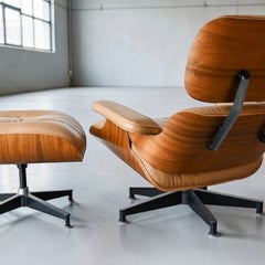 Herman Miller Eames Lounge Chair & Ottoman – Walnut & Tan Leather – 2004