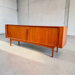 Bernhard Pedersen Danish Teak Tambour Door 1960s Credenza