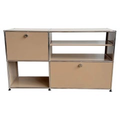 USM Haller 2x2 Storage Console – Beige, Two Soft-Close Doors, 1960s Swiss Design