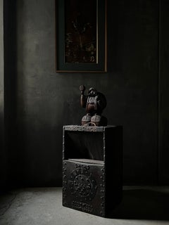 19th C. Edo Money Chest Iron-Riveted " Zenibako"/ Trunk Table Pedestals Wabisabi