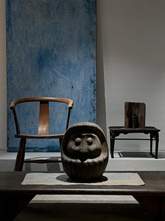 Late Edo Period Japanese Owl Daruma Wooden Mold Sculpture・Wabisabi Mingei Zen