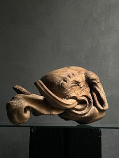 18th C. Mid Edo Carved Wood Architectural Elephant Kibana Temple Sculpture / Zen