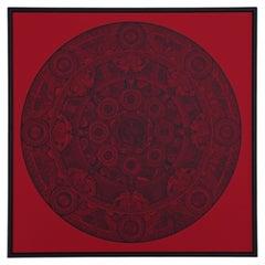 Minako Hiromi Japanese Mandala 2024 "En-gi 6/160" in Red & Black, Framed・Zen Art