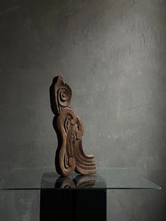 18th C. Japanese Temple Architectural Fragment Figural / Wabi-Sabi Zen Sculpture
