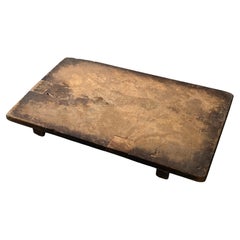 Japanese Antique Solid Wooden Low Tea Table Floor Plinth Wall Sculpture Wabisabi