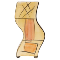 Brazilian Mid-Century Curved Painted Ceramic Vase, 1970