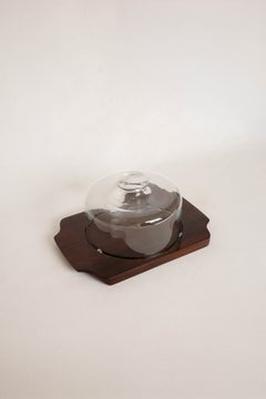 Brazilian Mid-Century Rosewood Cheese Dome with Glass Lid, 1970s