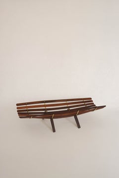 Fruttiera brasiliana in palissandro e ottone con doghe, stile Mid-Century, anni ’70