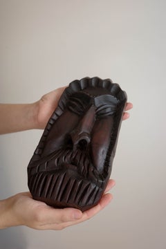 Brazilian Mid-Century Rosewood Wall Mask, 1970s