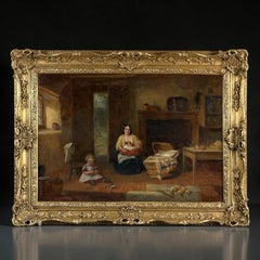 19th Century Victorian Family Interior with Mother and Children, J. Provis