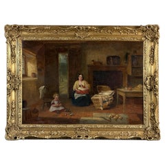 19th Century Victorian Family Interior with Mother and Children, J. Provis