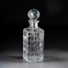 Asprey London Cut Crystal Decanter with Sterling Silver Collar, England