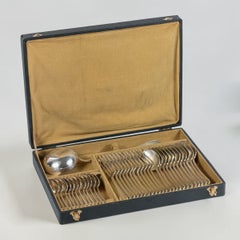 Early 20th Century Christofle “Japonais” 37-Piece Silver-Plated Flatware Service
