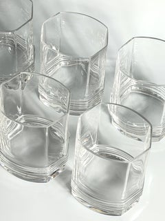 1970s, Rare Christian Dior Crystal Decanter and Six Whiskey Glasses