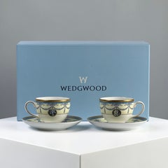 Wedgwood Madeleine Bone China Pair of Leigh Footed Teacups and Saucers