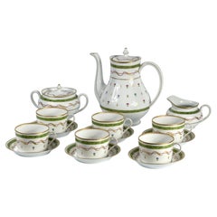 Haviland Limoges Vieux Paris Vert 15-Piece Tea Set for Six, France, 8.7 in