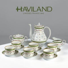 Haviland Limoges Vieux Paris Vert 15-Piece Tea Set for Six, France, 8.7 in