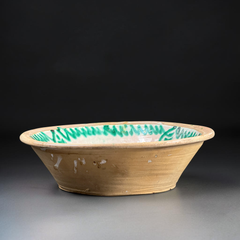 19th Century, Fajalauza Lebrillo, Granada Green Majolica Bowl - 16 in