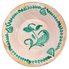 19th Century, Fajalauza Lebrillo, Granada Green Majolica Bowl - 16 in