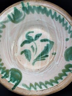 19th Century, Fajalauza Lebrillo, Granada Green Majolica Bowl - 15.3in