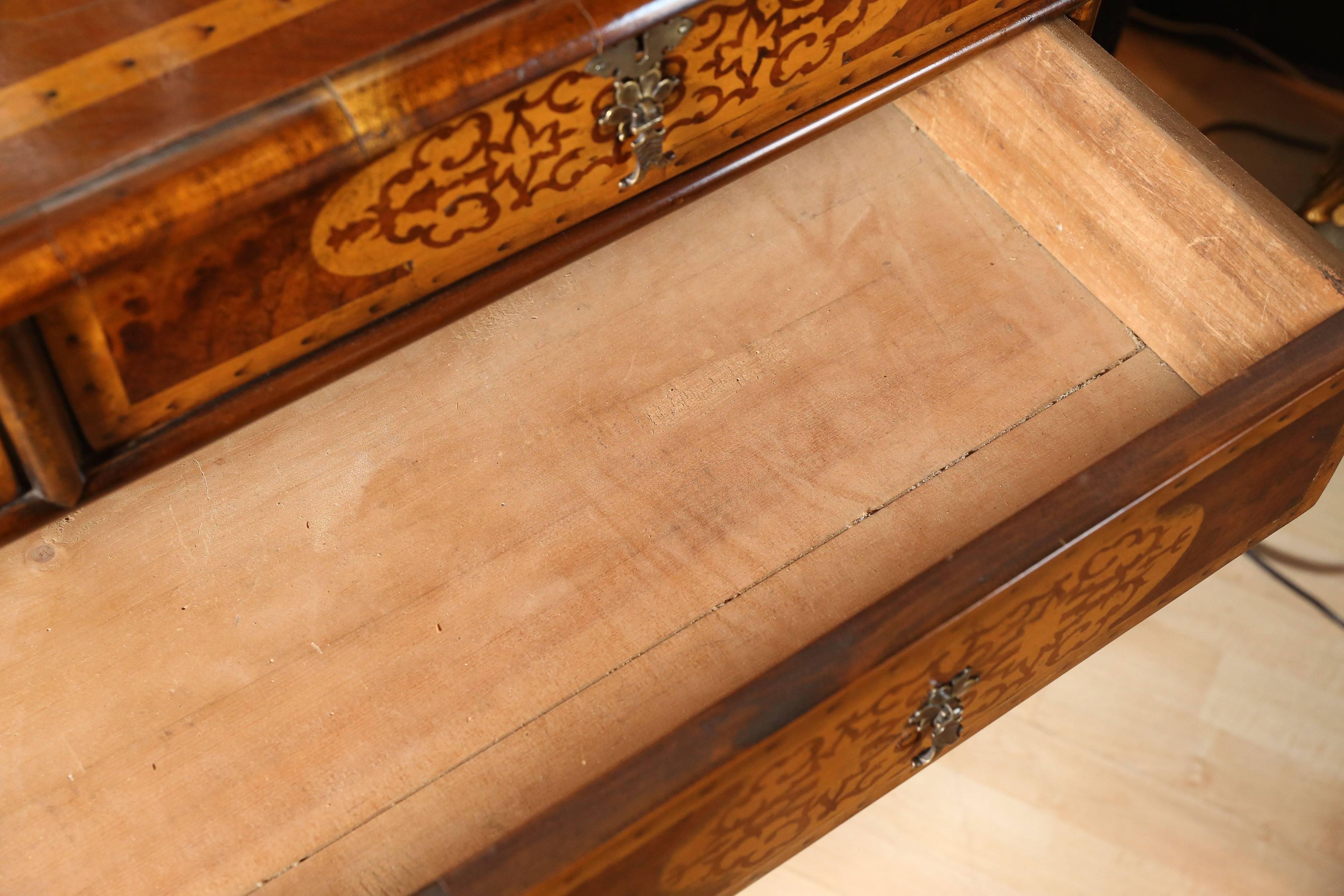 19th Century Walnut Queen Anne Chest with Seaweed Marquetry 2