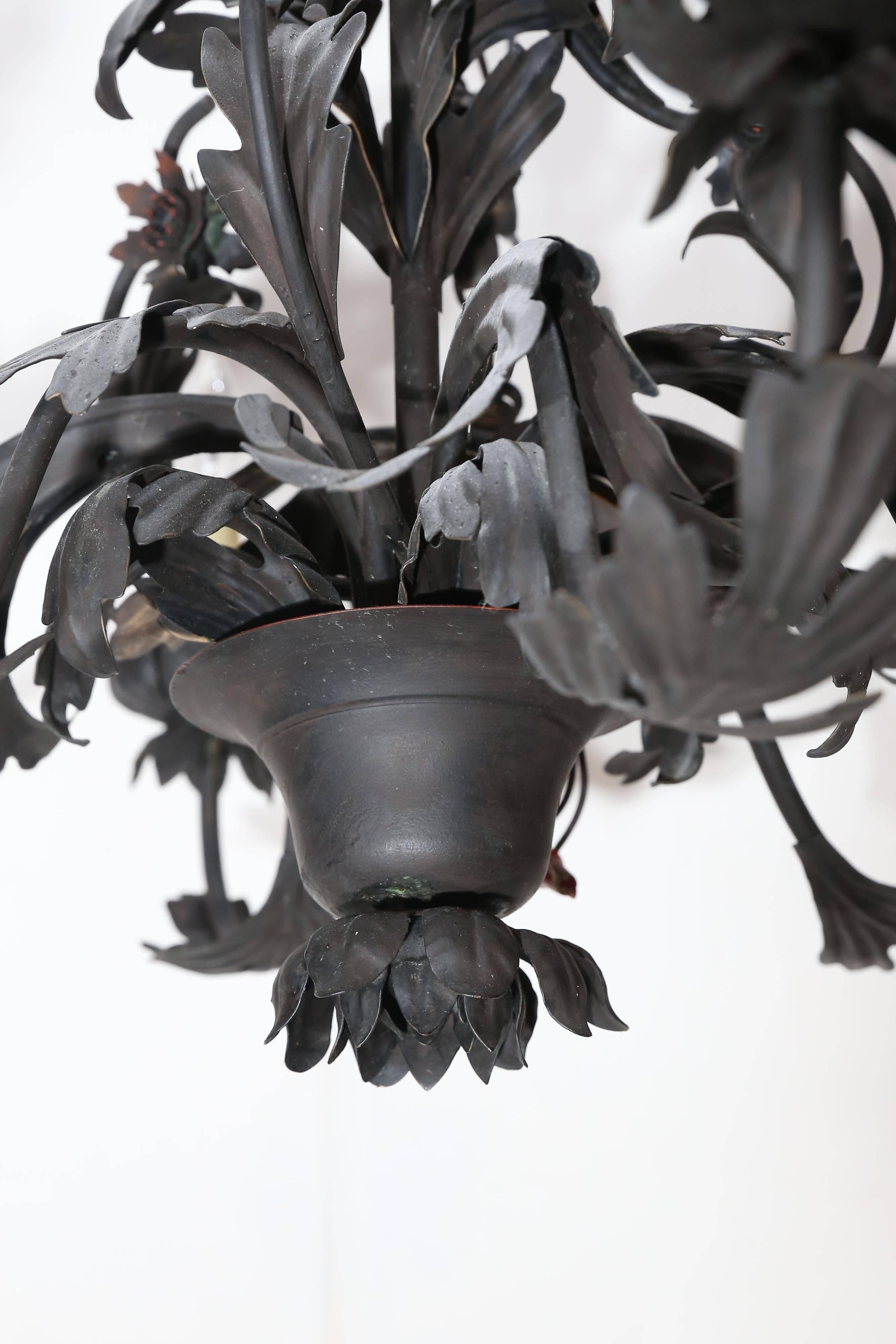 wrought iron leaf chandelier