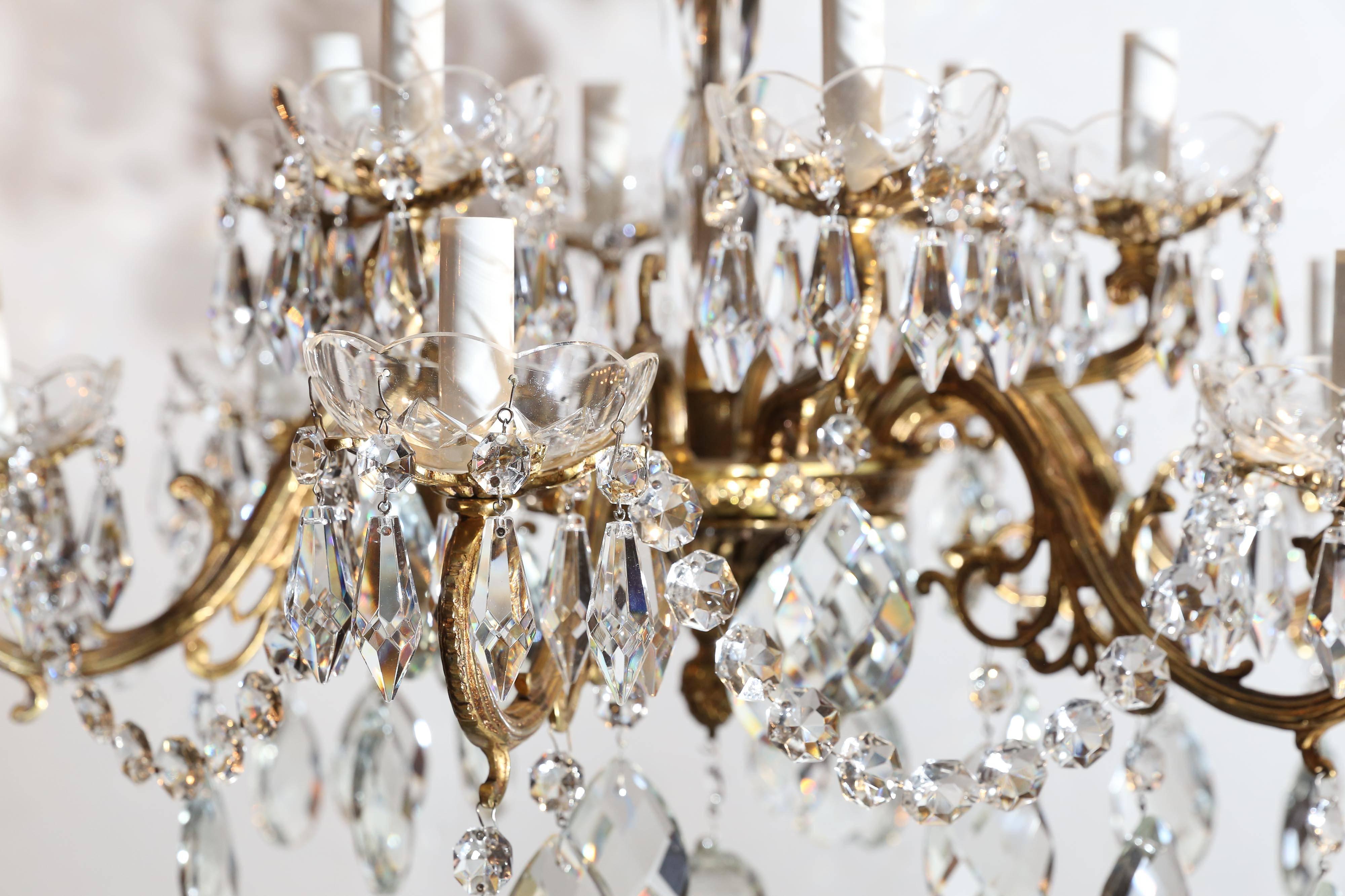 Louis XV Gilt Bronze Twelve-Light Chandelier For Sale