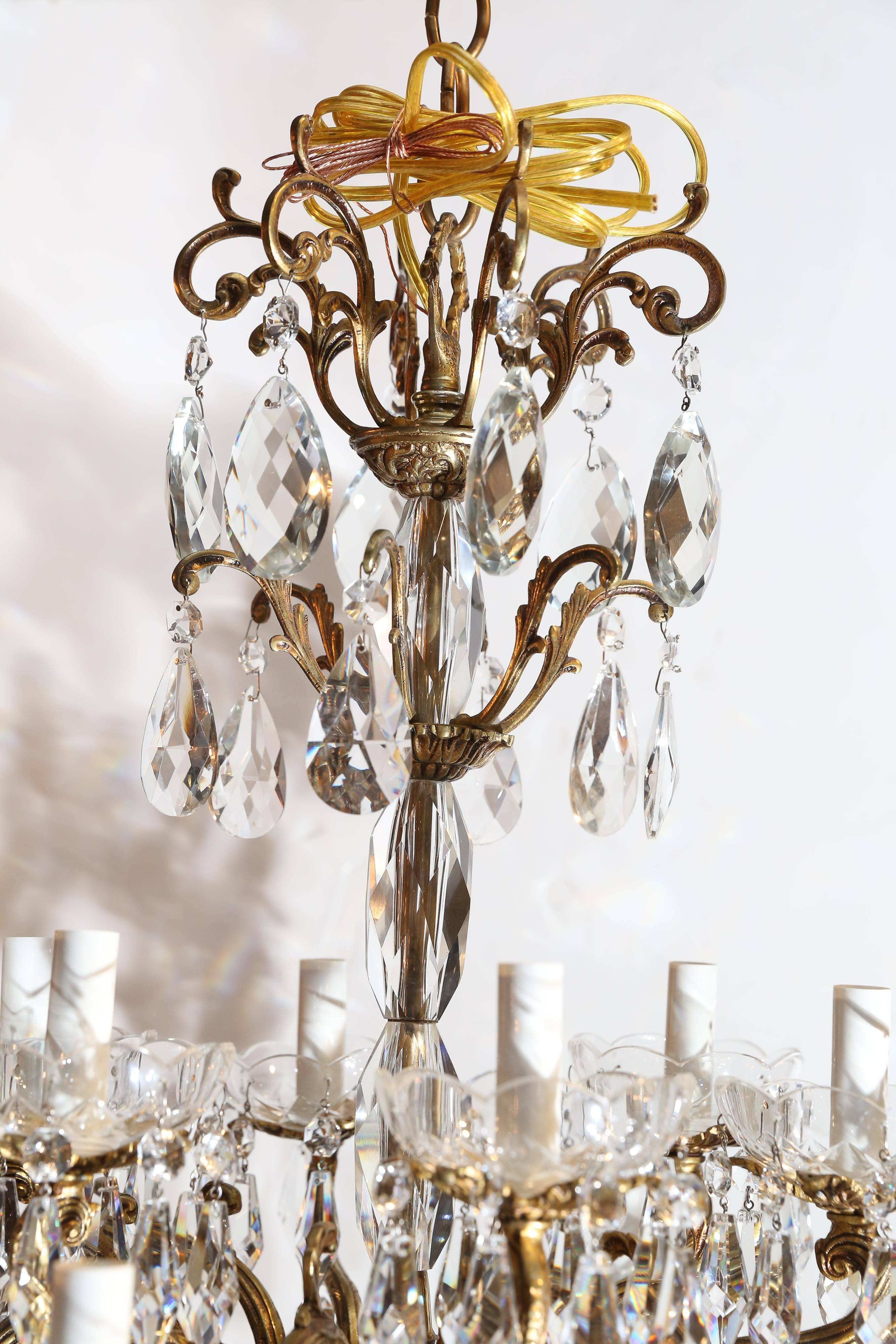 French Gilt Bronze Twelve-Light Chandelier For Sale