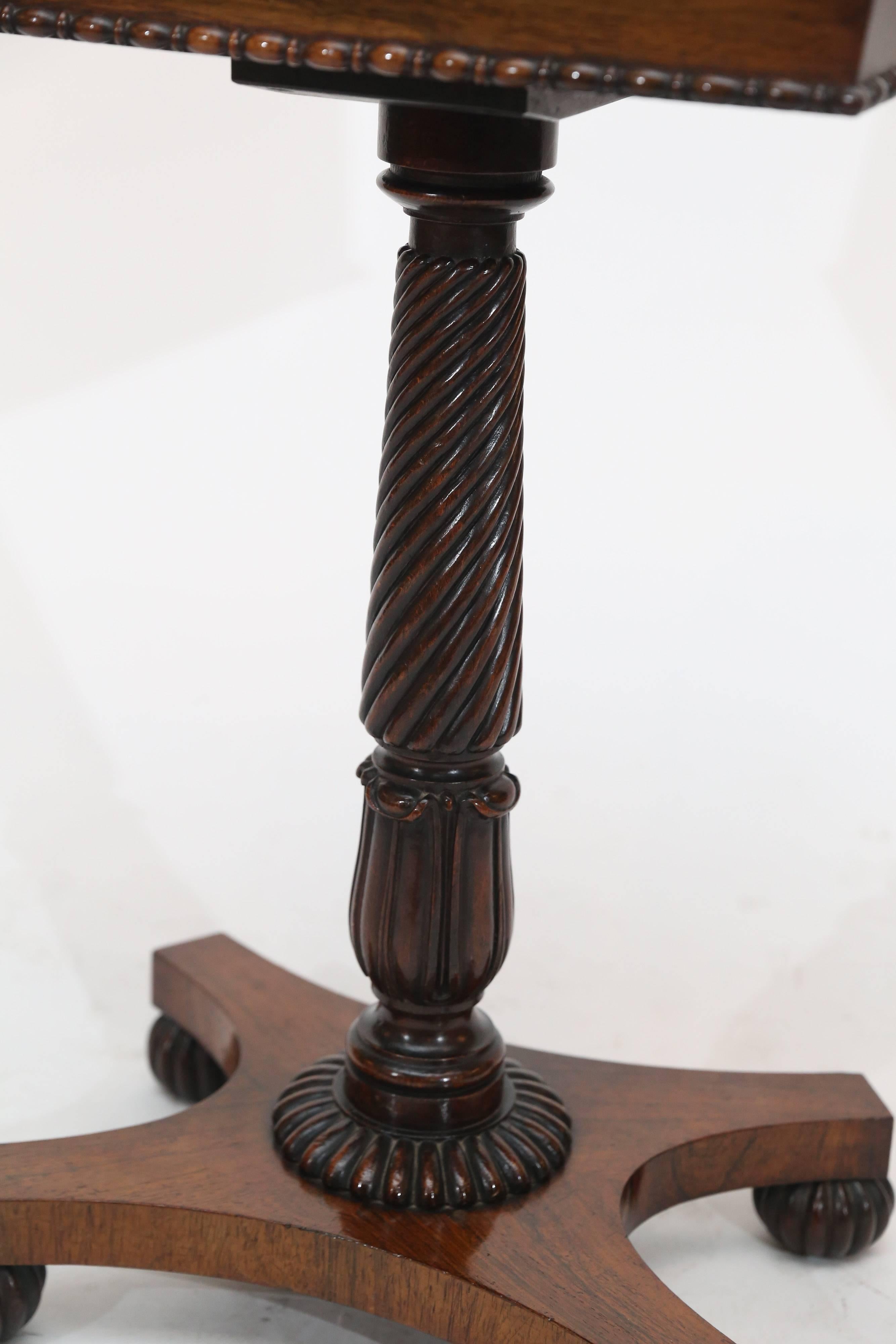 Carved Antique Rosewood English Sewing Stand For Sale