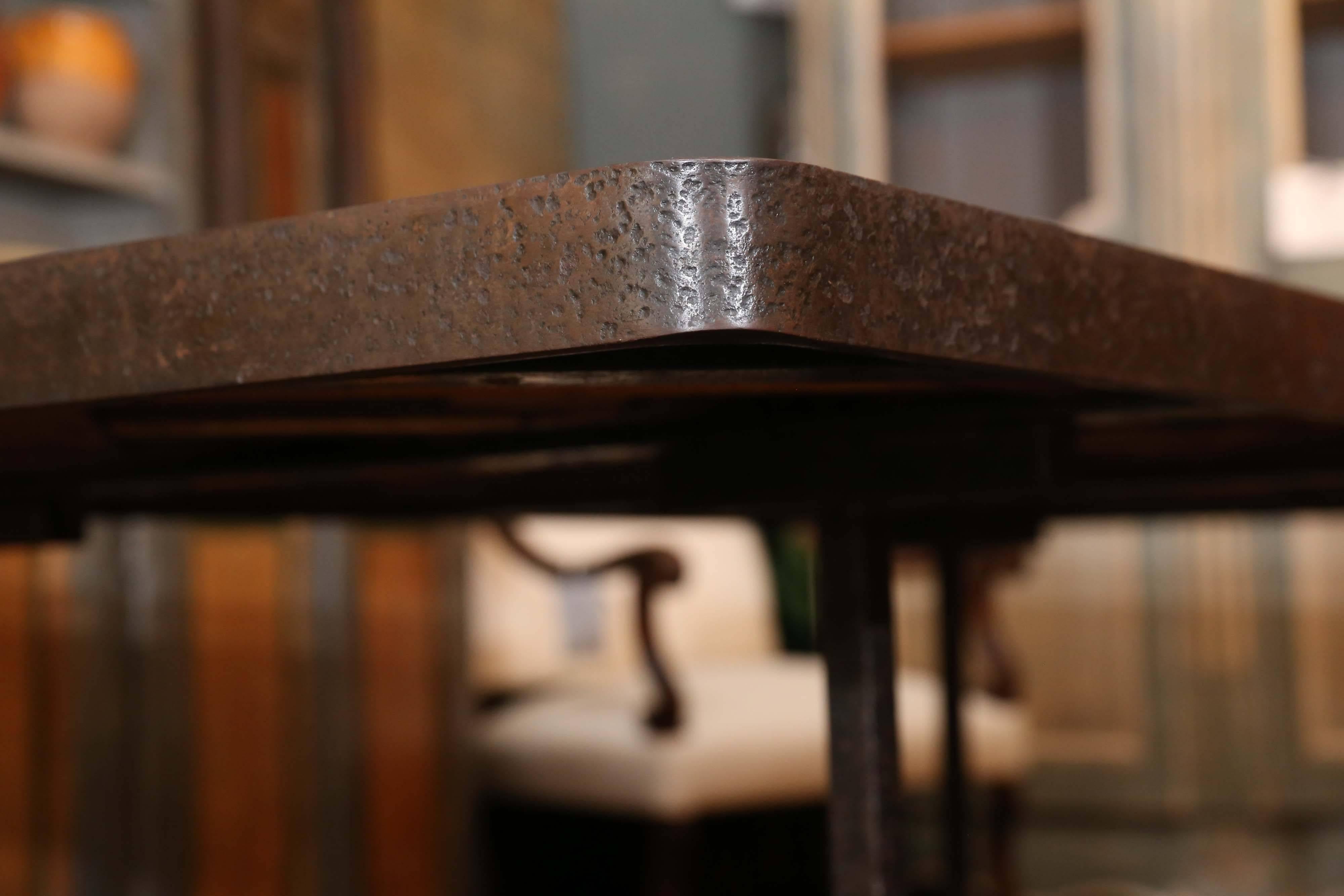 20th Century Wrought Iron Table Base with an Inset De Versailes For Sale