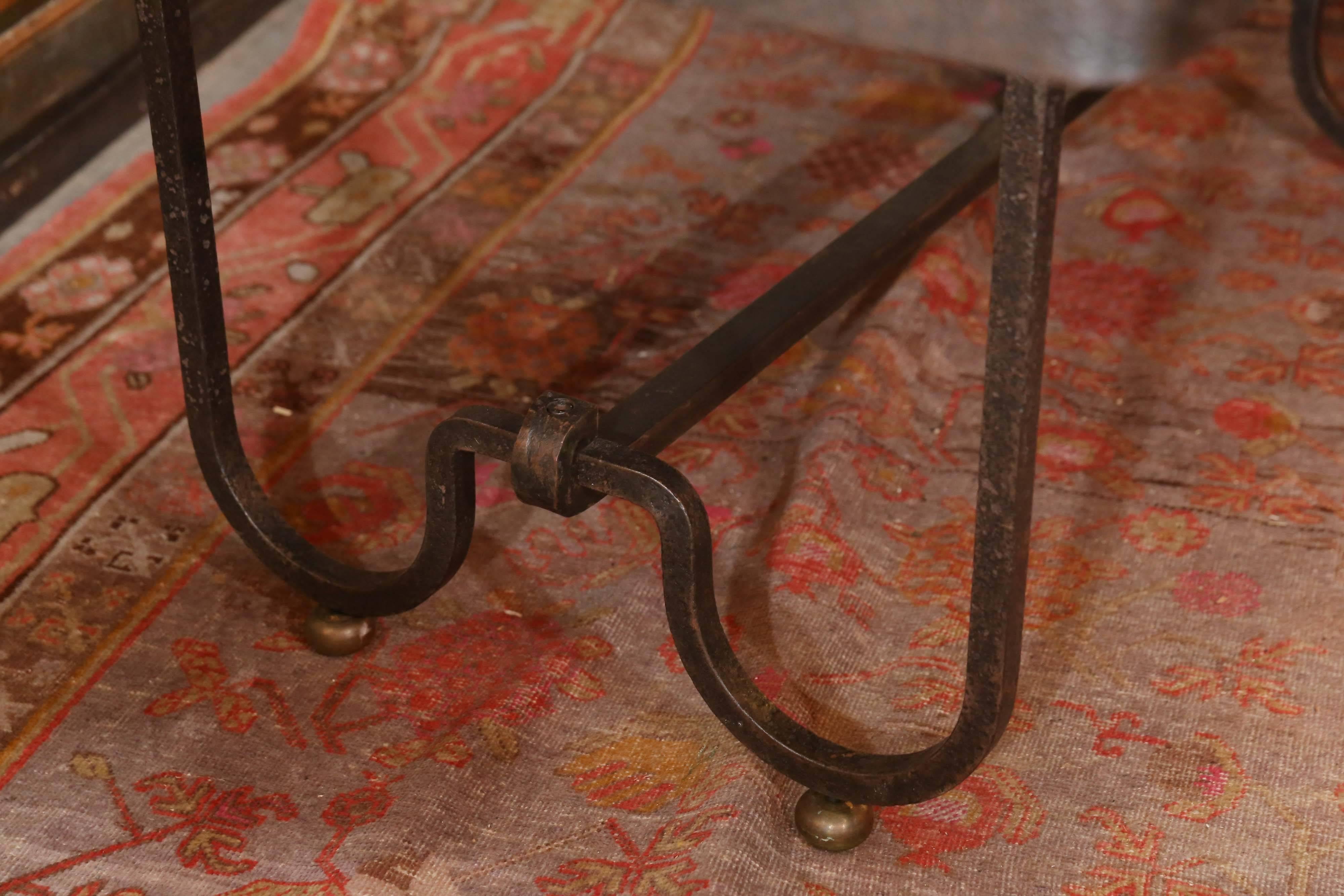 Wrought Iron Table Base with an Inset De Versailes In Good Condition For Sale In Houston, TX