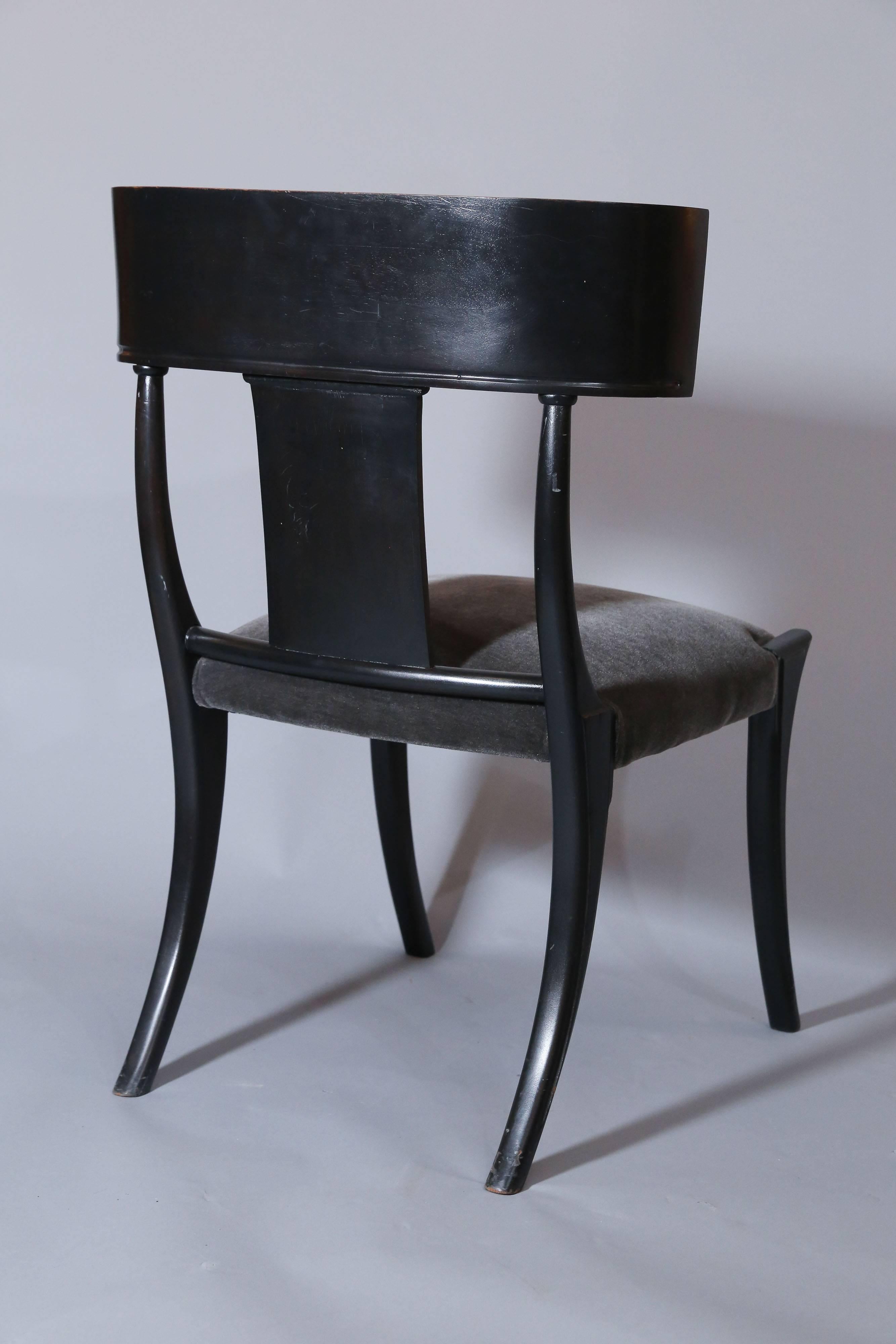 20th Century Set of Six Vintage Ebony Stained Klismos Chairs