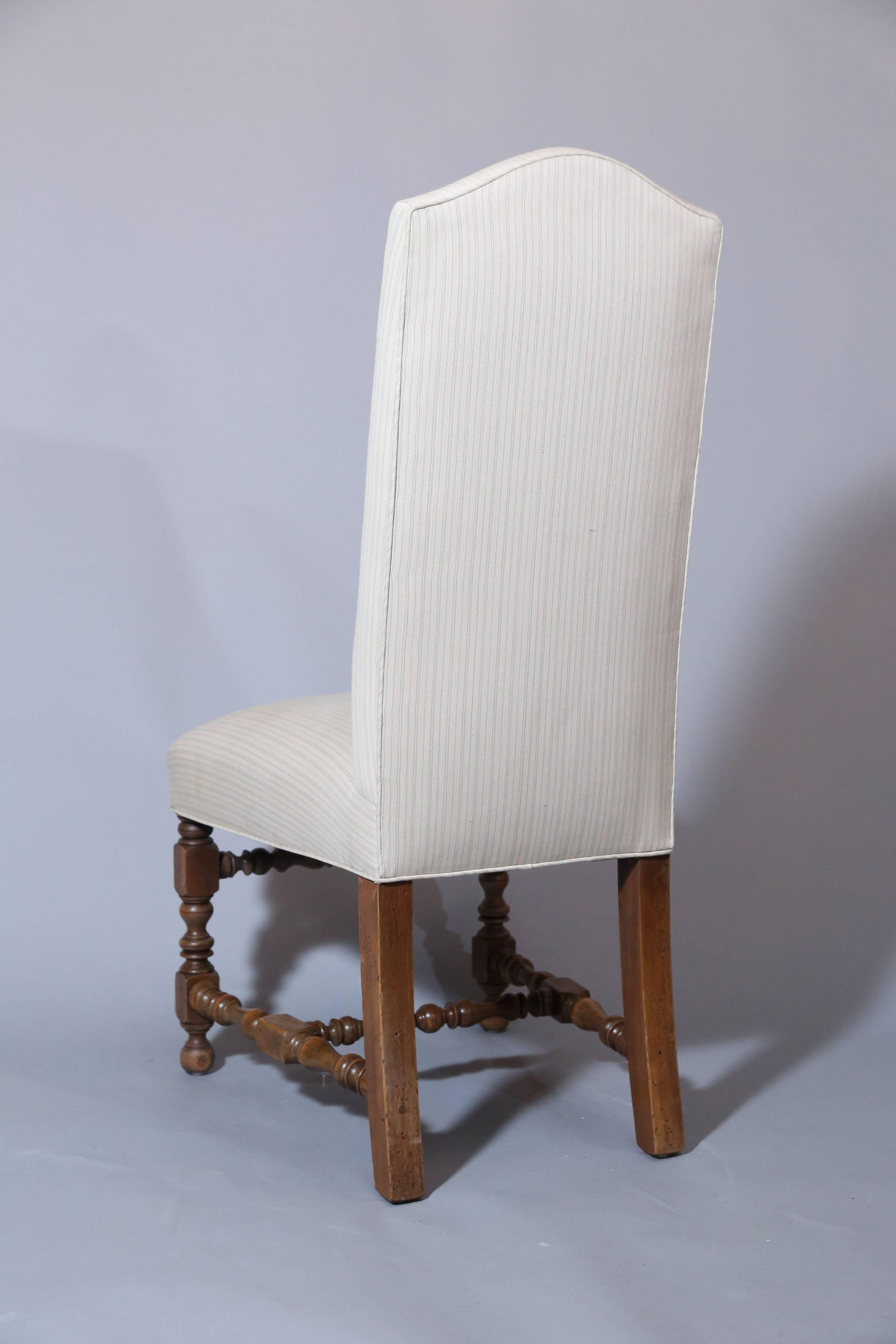 Turned Set of 6 Louis XIV-Style Upholstered Dining Chairs