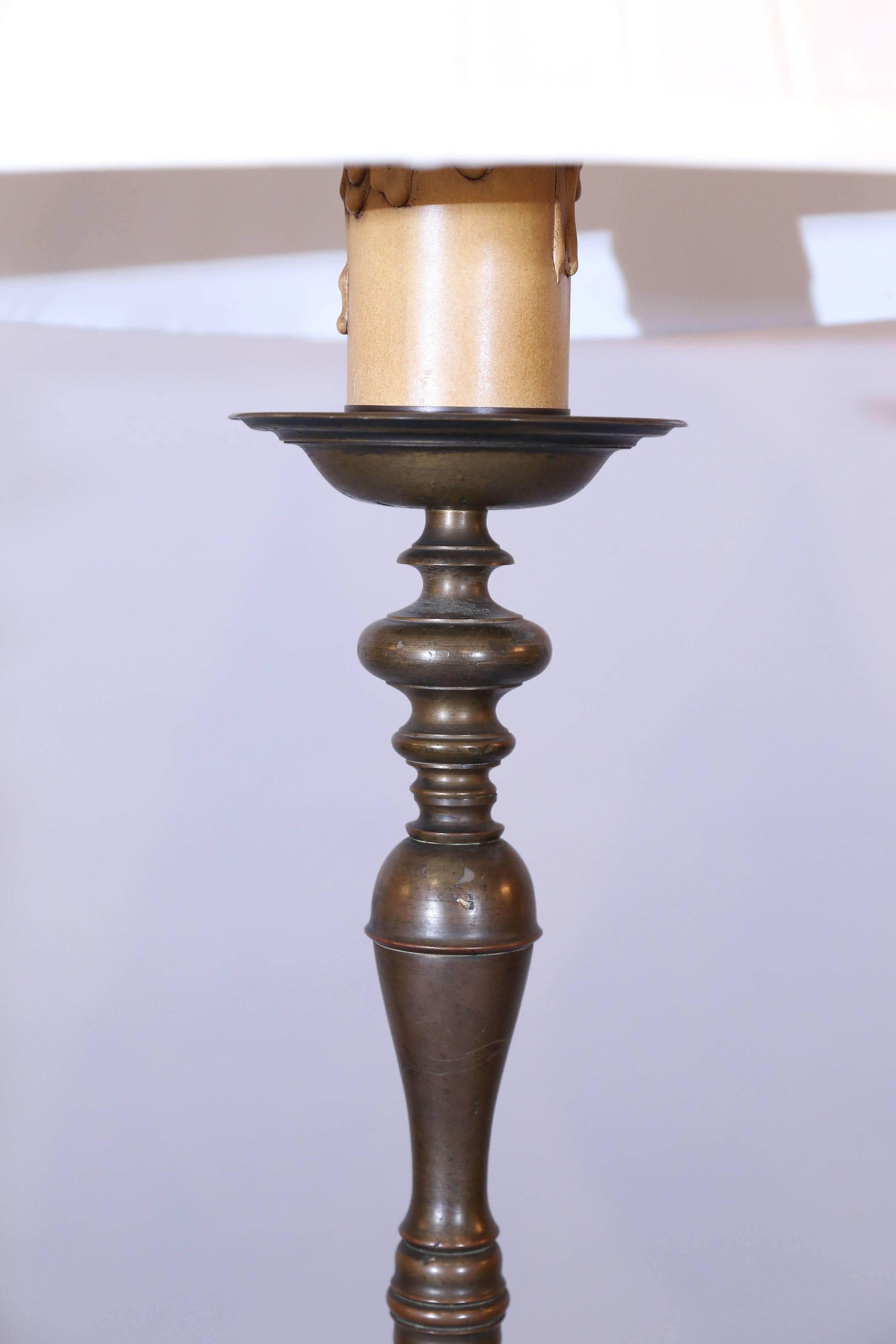 19th Century Antique Baroque Bronze and Wrought Iron Floor Lamp