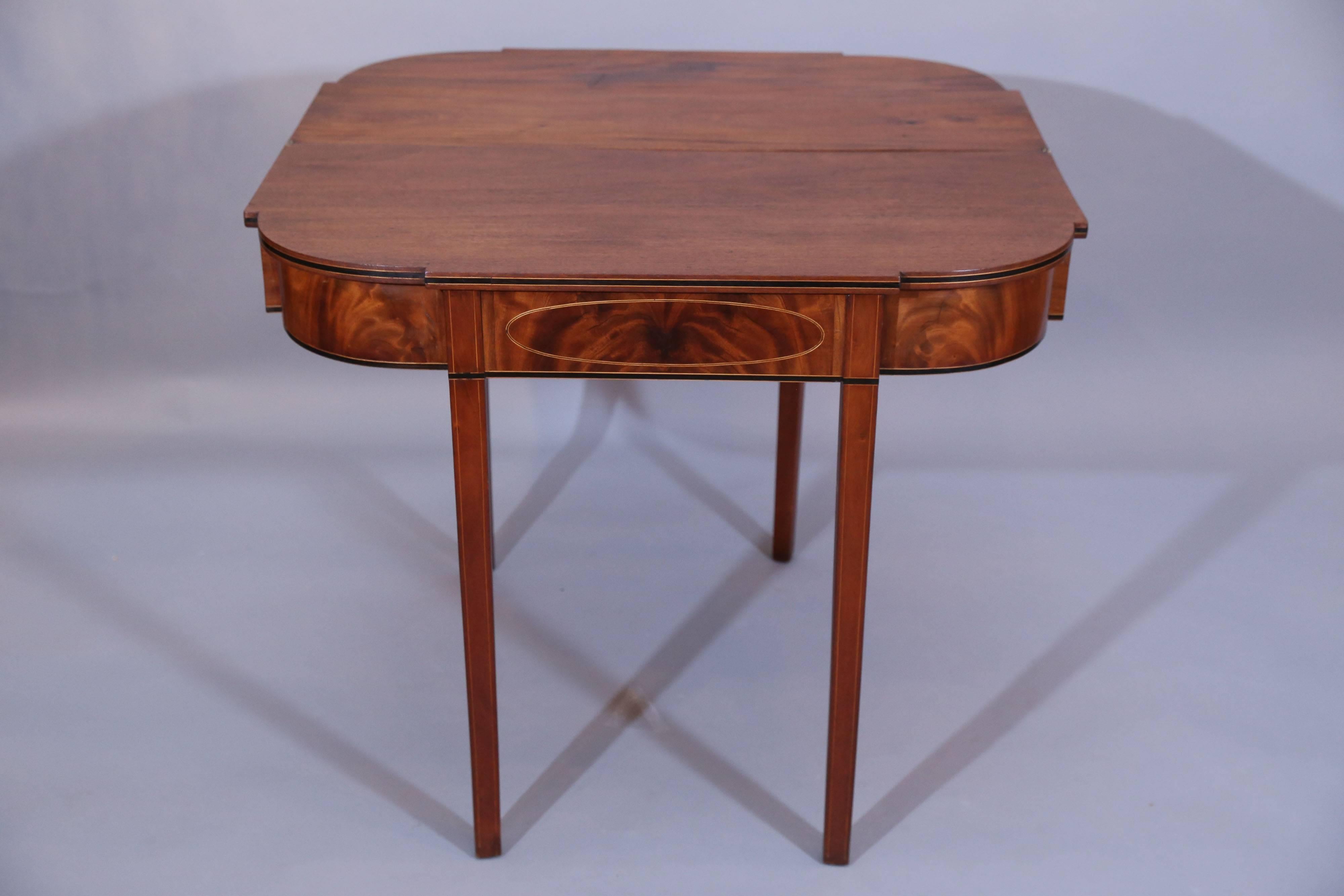 Sheraton Antique English Mahogany Flip-Top Table For Sale