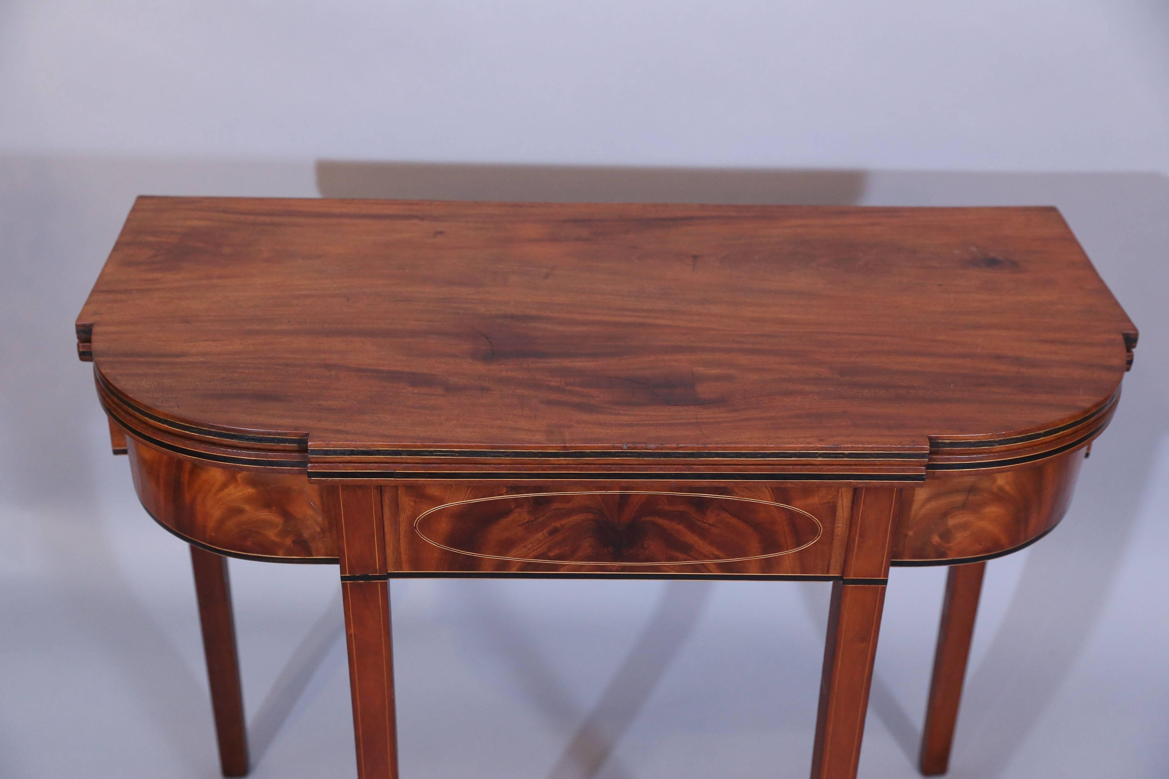 19th Century Antique English Mahogany Flip-Top Table For Sale