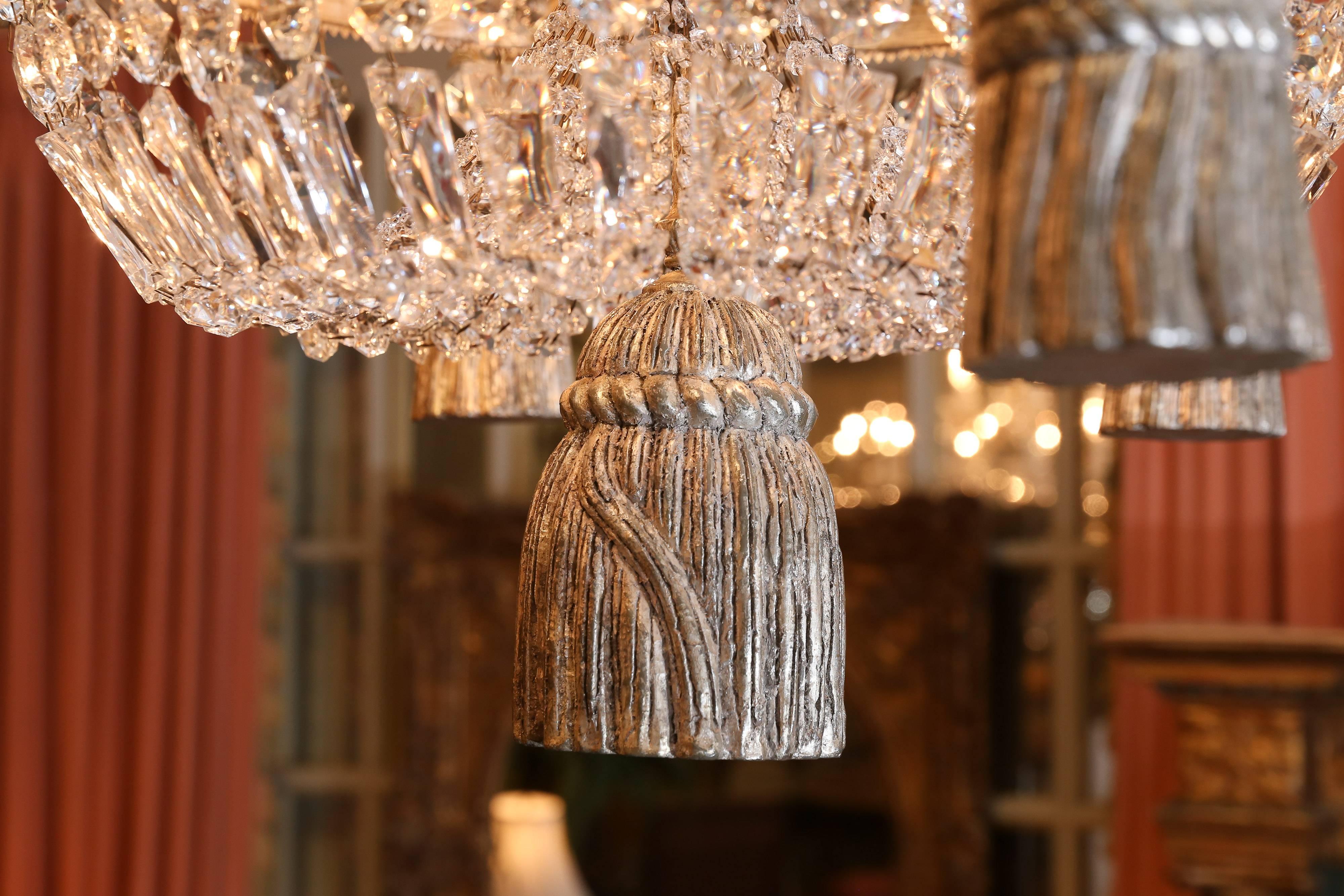 French Six-Light Empire Style Chandelier with a Silver Finish For Sale