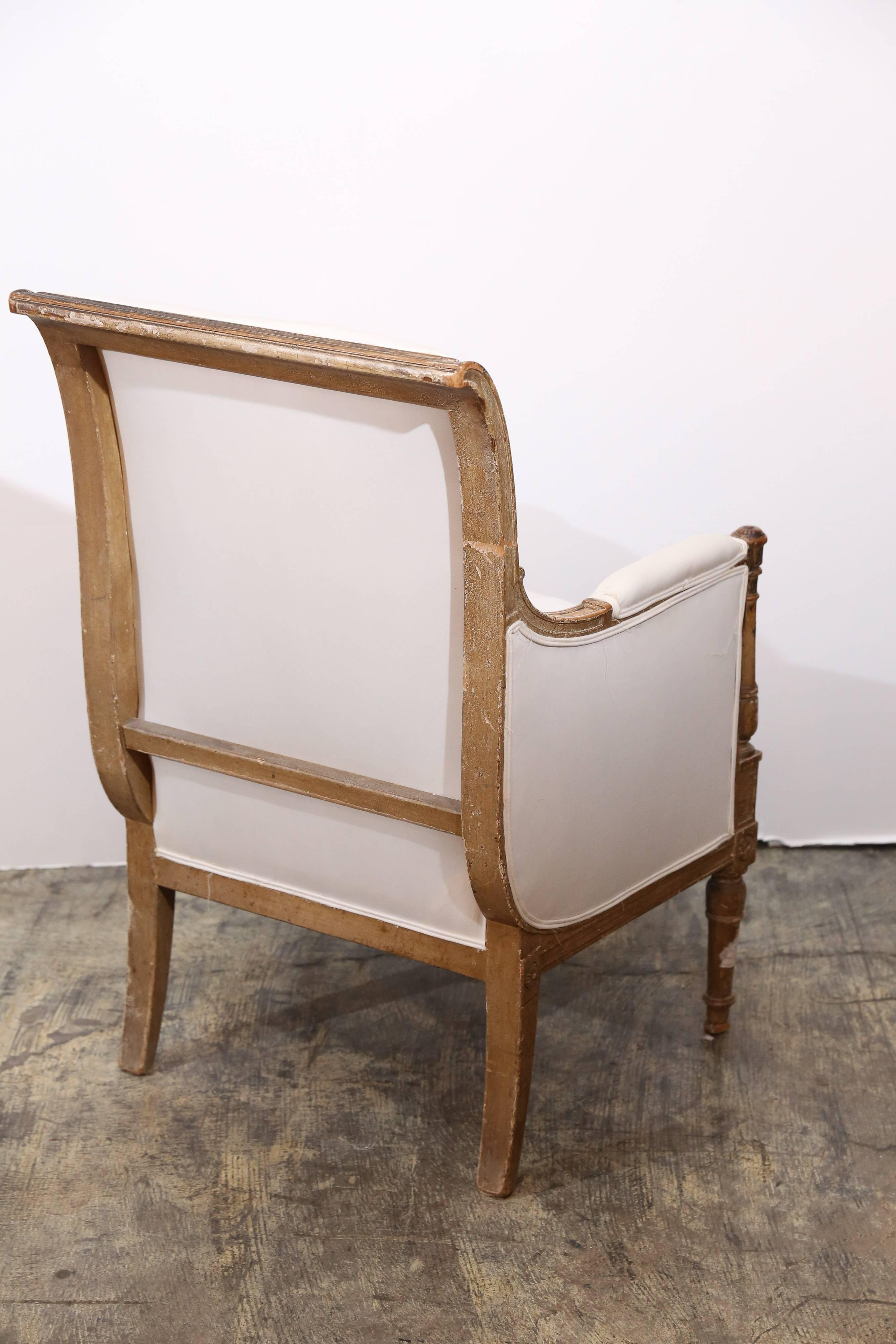 Carved 19th Century Directoire-Style Bergère For Sale