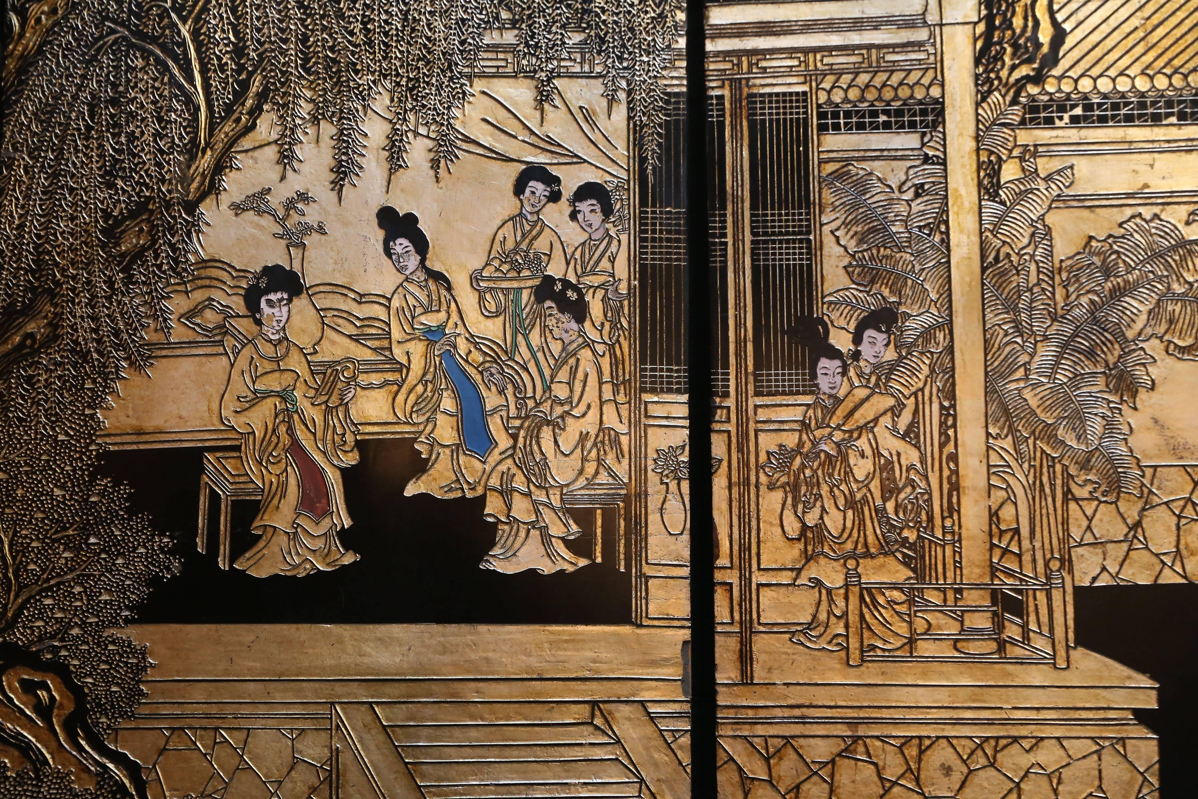 20th Century Eight-Panel Reversible Chinese  Qin Dynasty Coromandel Screen For Sale