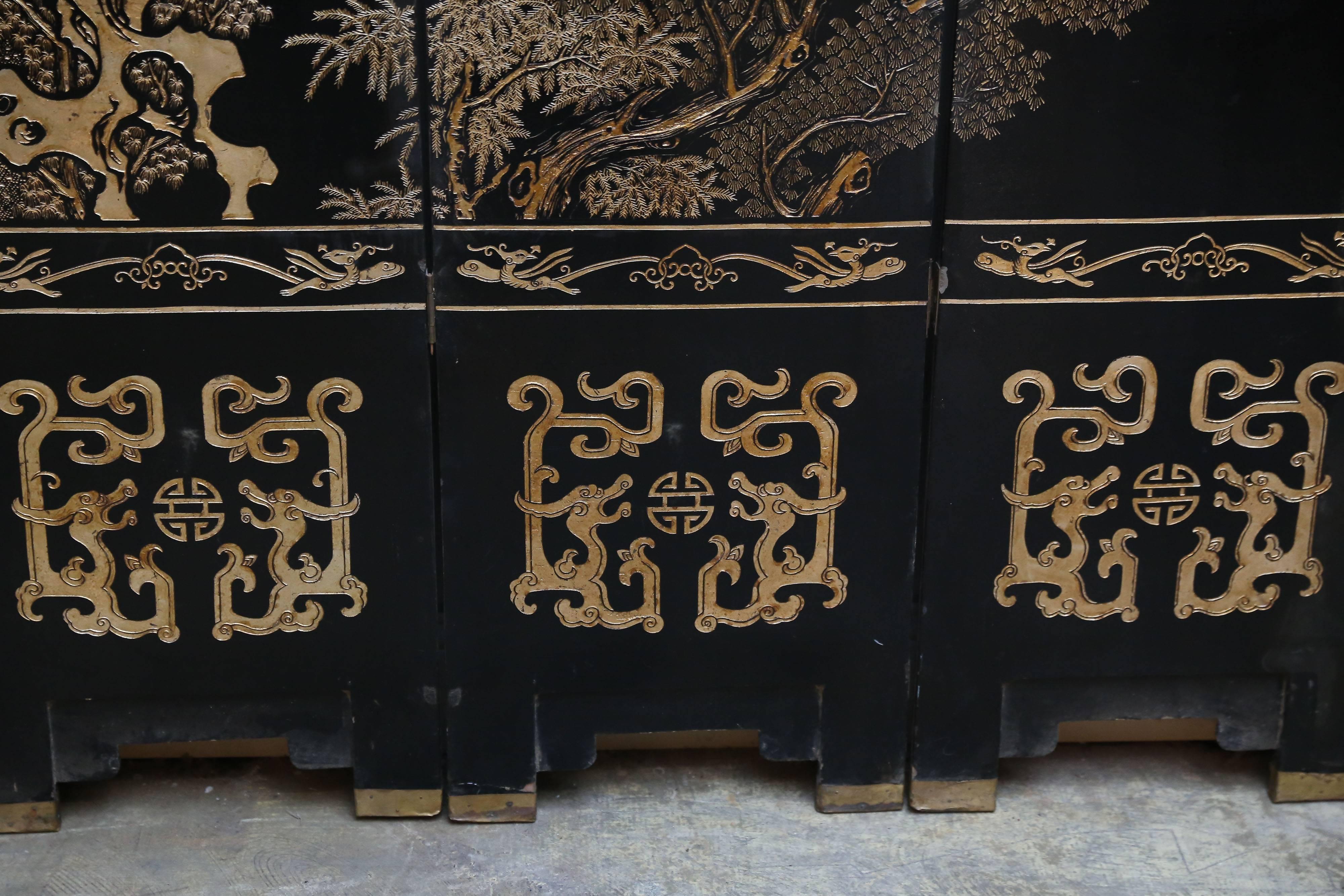 Eight-Panel Reversible Chinese  Qin Dynasty Coromandel Screen For Sale 1
