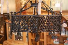 19th Century Spanish Wrought Iron Chandelier